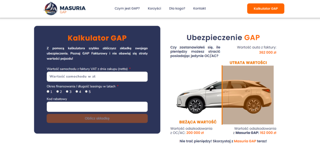 strona główna kalkulator GAP