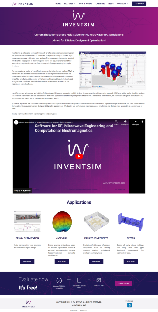 inventsim webpage