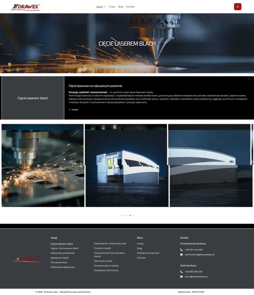 strona internetowa Drawex Laser